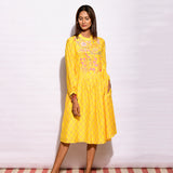 Yellow Diamond Printed Long Dress