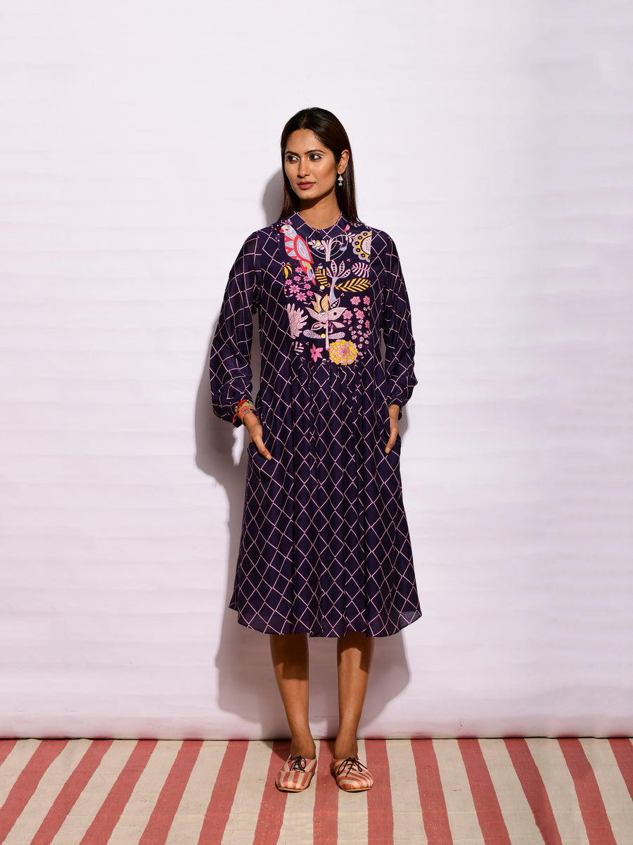 Navy Diamond printed Dress
