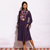 Navy Diamond printed Dress