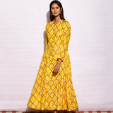 Yellow Printed Diamond Kurta