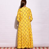 Yellow Printed Diamond Kurta