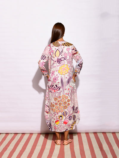 Printed Ivory Jaal Long Shirt dress