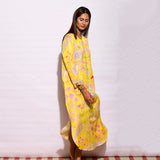Printed Yellow Jaal Long Shirt Dress