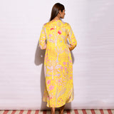 Printed Yellow Jaal Long Shirt Dress