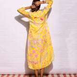 Printed Yellow Jaal Long Shirt Dress