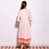 Off White Printed Striped Crushed Dress