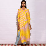 Yellow Striped Drape Kurta