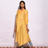 Yellow Striped Drape Kurta
