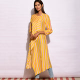 Yellow Striped Drape Kurta