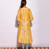 Yellow Striped Drape Kurta