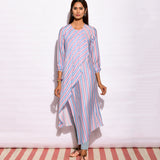 Sky Blue Striped Drape Kurta