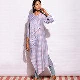 Sky Blue Striped Drape Kurta