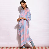 Sky Blue Striped Drape Kurta