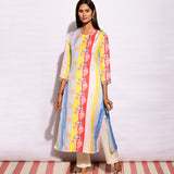Multi Striped Printed Side Placket Kurta