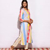 Multi Striped Printed Side Placket Kurta