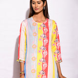 Multi Striped Printed Side Placket Kurta
