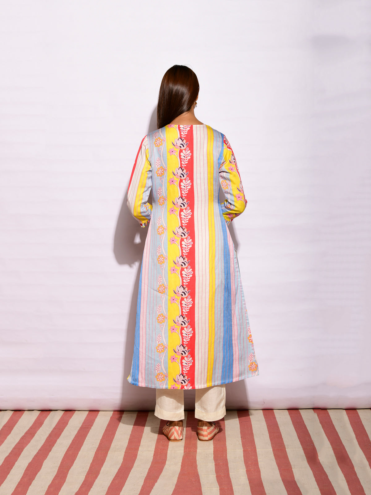 Multi Striped Printed Side Placket Kurta