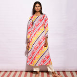 Multi Small Diagonal Striped Printed Kurta
