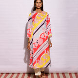 Multi Big Diagonal Striped Printed Kurta