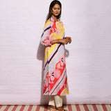 Multi Big Diagonal Striped Printed Kurta