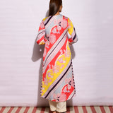 Multi Big Diagonal Striped Printed Kurta