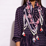 Navy Printed Scarf
