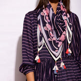 Navy Printed Scarf