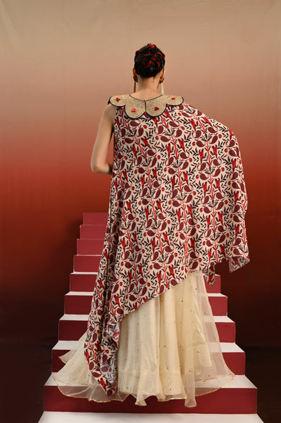 Paisley Printed Embroidered Arya Lehenga Set