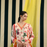 Mirror Work with Ivory Printed Kurta Set