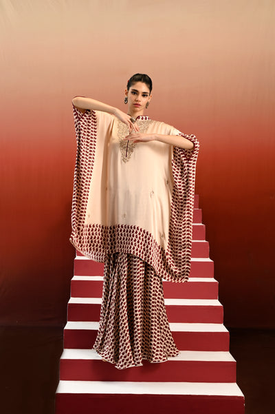 Paisley Printed Embroidered Pansy Sharara Set