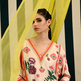 Mirror Work with Ivory Printed Kurta Set