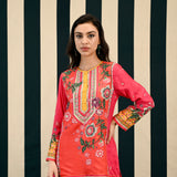 Mirror Work with Orange Printed Sharara Set