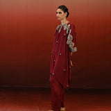 Paisley Printed Embroidered Taal Short Kaftan Set