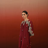 Paisley Printed Embroidered Taal Short Kaftan Set