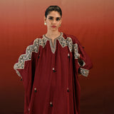 Paisley Printed Embroidered Taal Short Kaftan Set