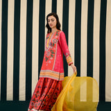 Mirror Work with Orange Printed Sharara Set