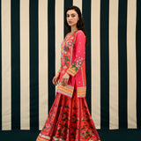 Mirror Work with Orange Printed Sharara Set