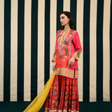 Mirror Work with Orange Printed Sharara Set