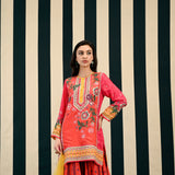 Mirror Work with Orange Printed Sharara Set