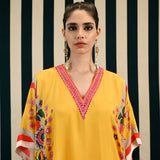 Yellow Printed Sharara Set with Mirror Work