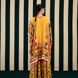 Yellow Printed Sharara Set with Mirror Work