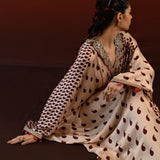 Veda Printed Embroidered Kaftan with Embroidered Collar