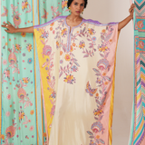 Ivory/yellow butterfly kaftan