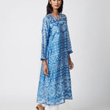 Azure Tribal Shibori Chanderi Kurta