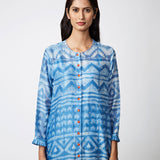 Azure Tribal Shibori Chanderi Kurta