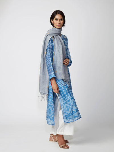 Azure Tribal Shibori Chanderi Kurta