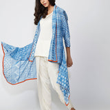 Azure Tribal Shibori Chanderi Jacket And Dhoti Pants