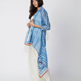 Azure Tribal Shibori Chanderi Jacket And Dhoti Pants