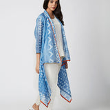 Azure Tribal Shibori Chanderi Jacket And Dhoti Pants