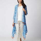 Azure Tribal Shibori Chanderi Jacket And Dhoti Pants